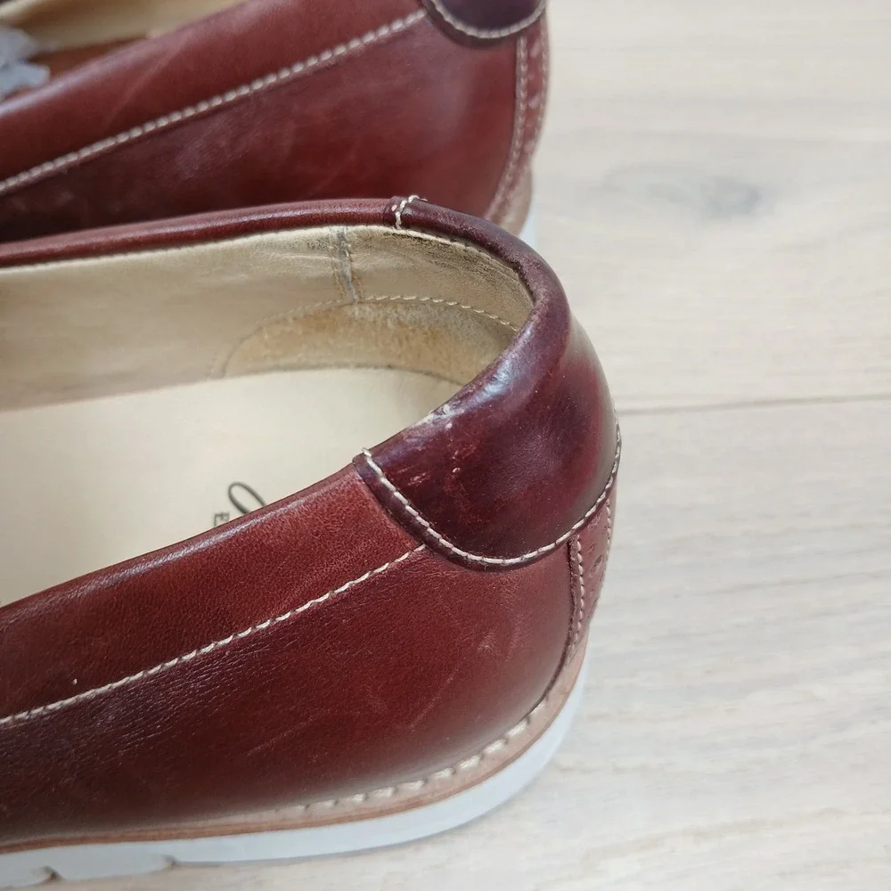 Johnson & Murphy Penny Loafer Men 10 Brown Leather Lightweight Wedge Sole Shoes